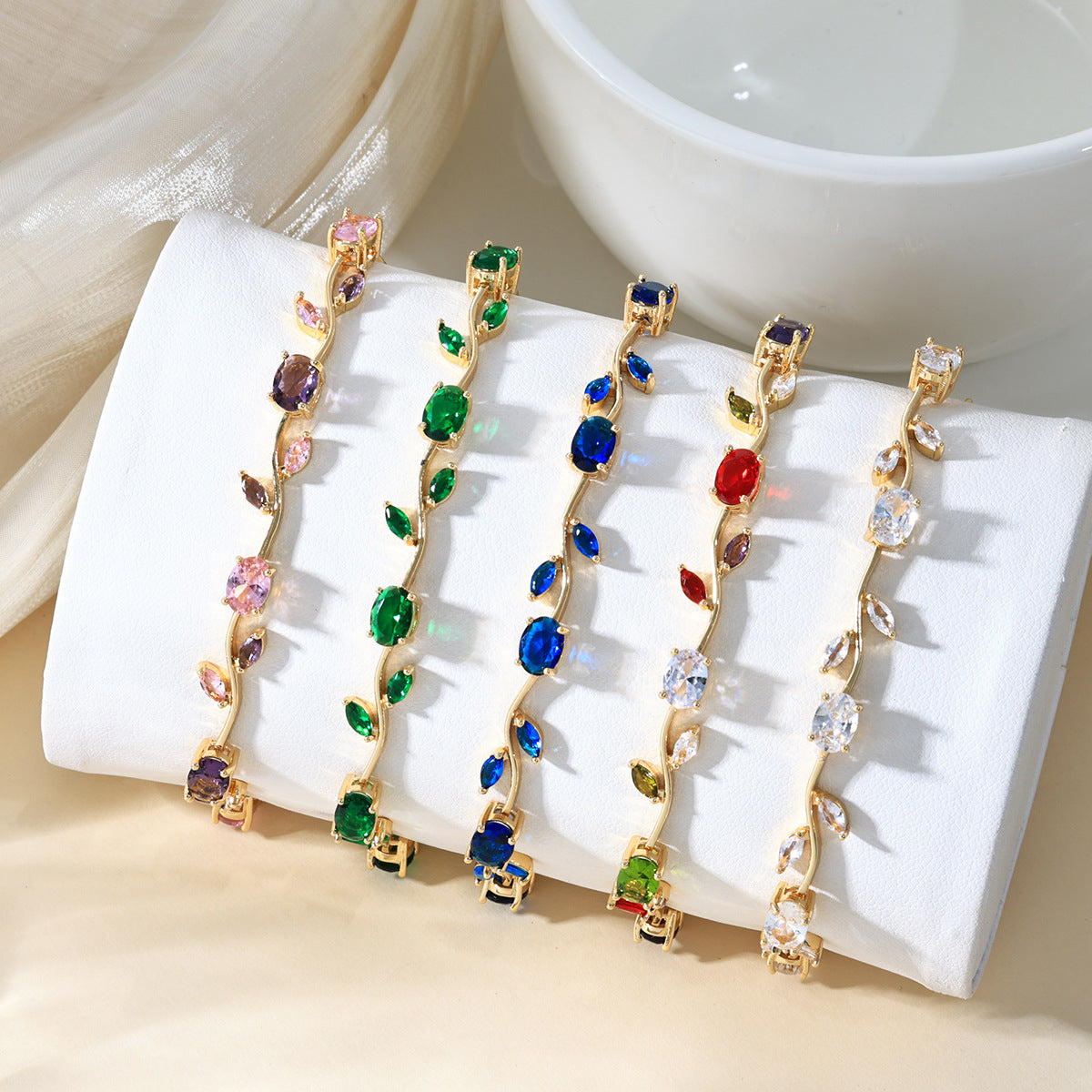 Floral Zircon Copper Bracelet