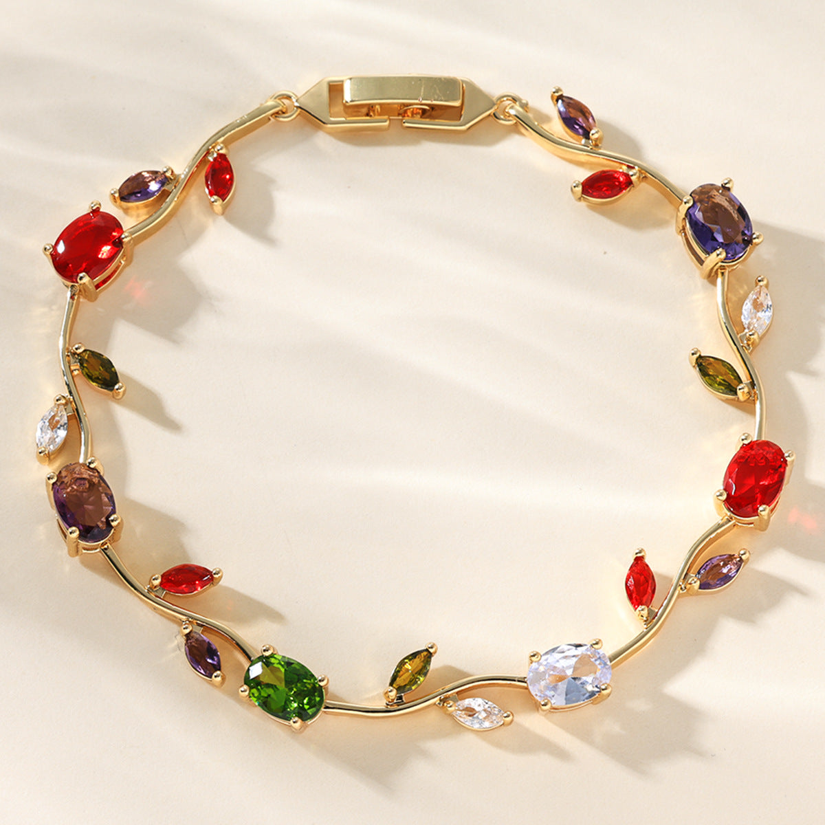 Floral Zircon Copper Bracelet