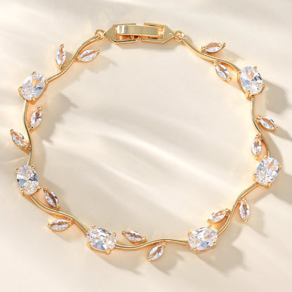 Floral Zircon Copper Bracelet