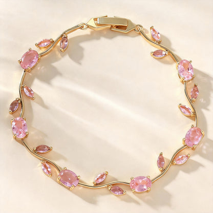 Floral Zircon Copper Bracelet
