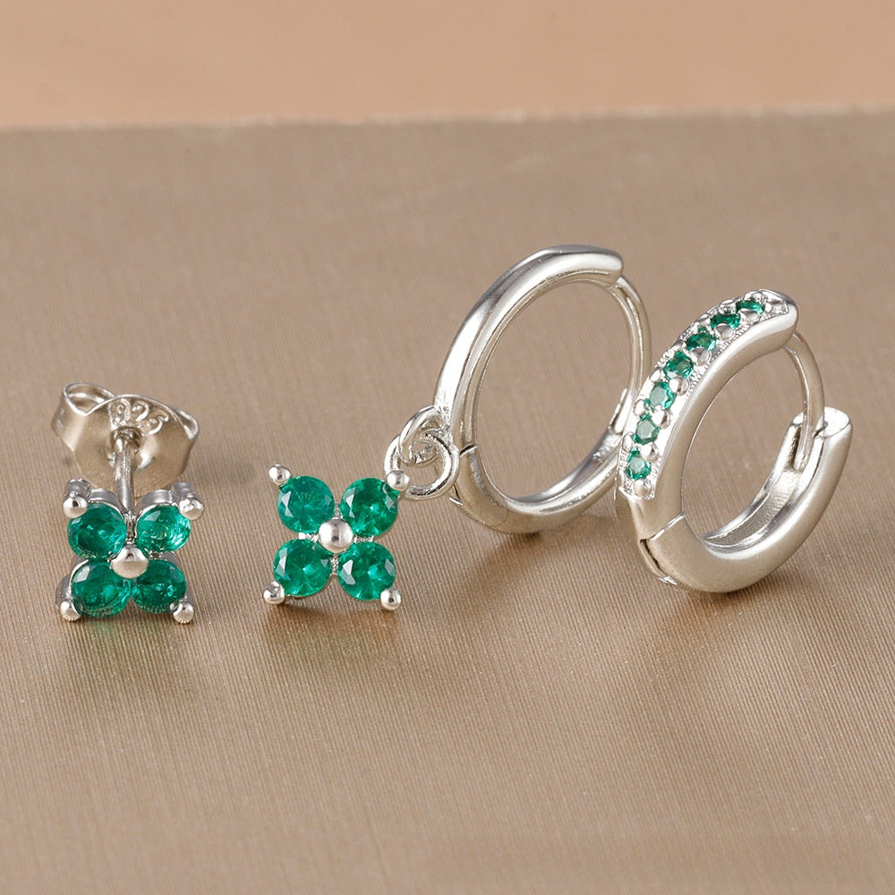 Floral Zircon Earrings Set