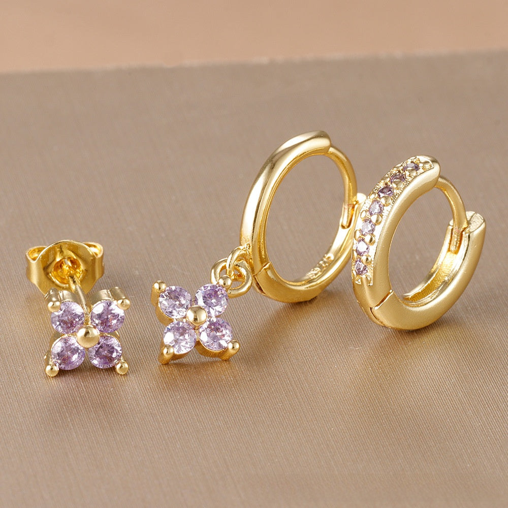 Floral Zircon Earrings Set
