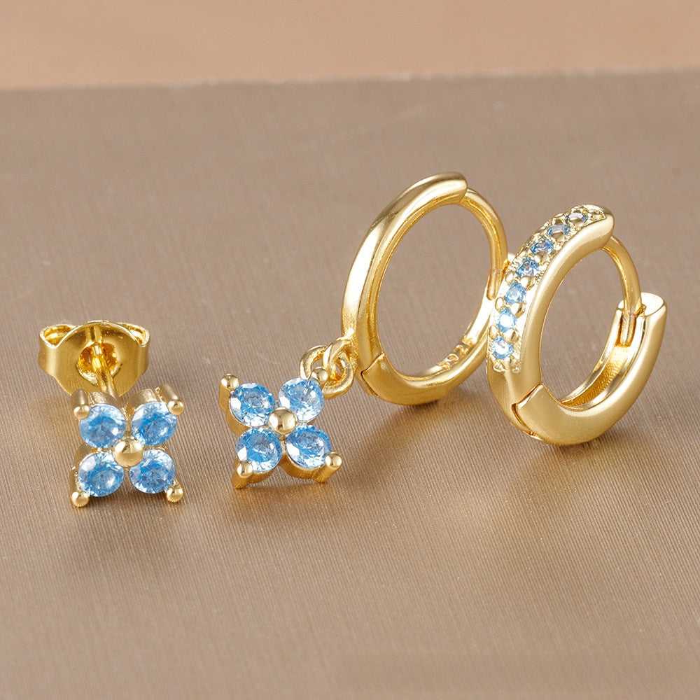 Floral Zircon Earrings Set