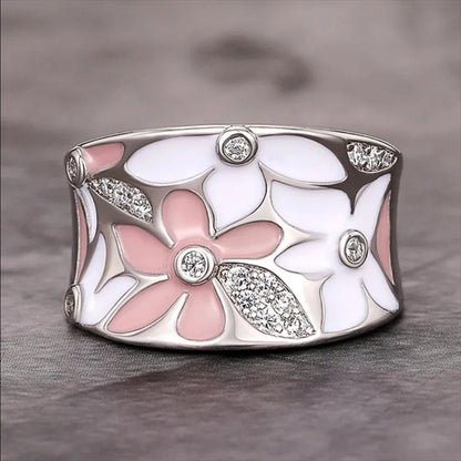 Floral Zircon Electroplated Ring