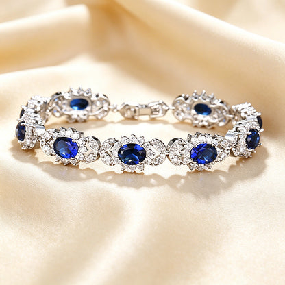 Floral Zircon Inlay Bracelet