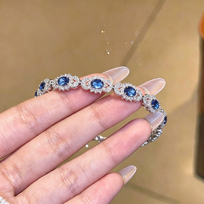 Floral Zircon Inlay Bracelet