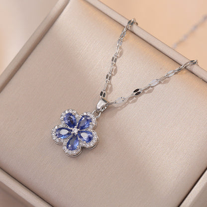 Floral Zircon Petal Necklace