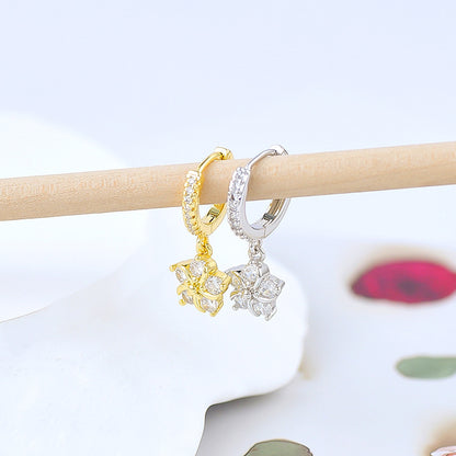 Floral Zircon Silver Earrings