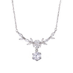 Wheat ear necklace-white gold