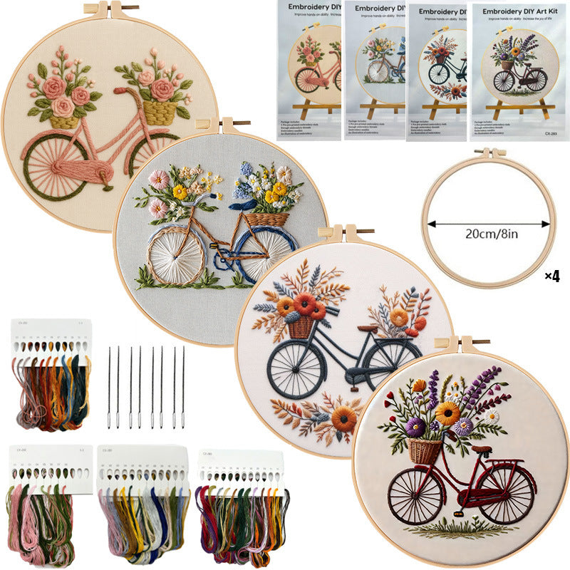 Flower Bicycle Embroidery Kit