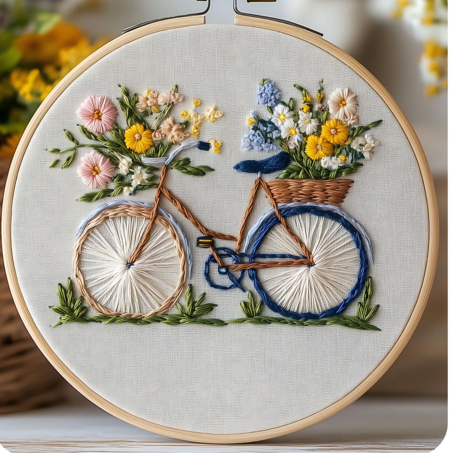Flower Bicycle Embroidery Kit