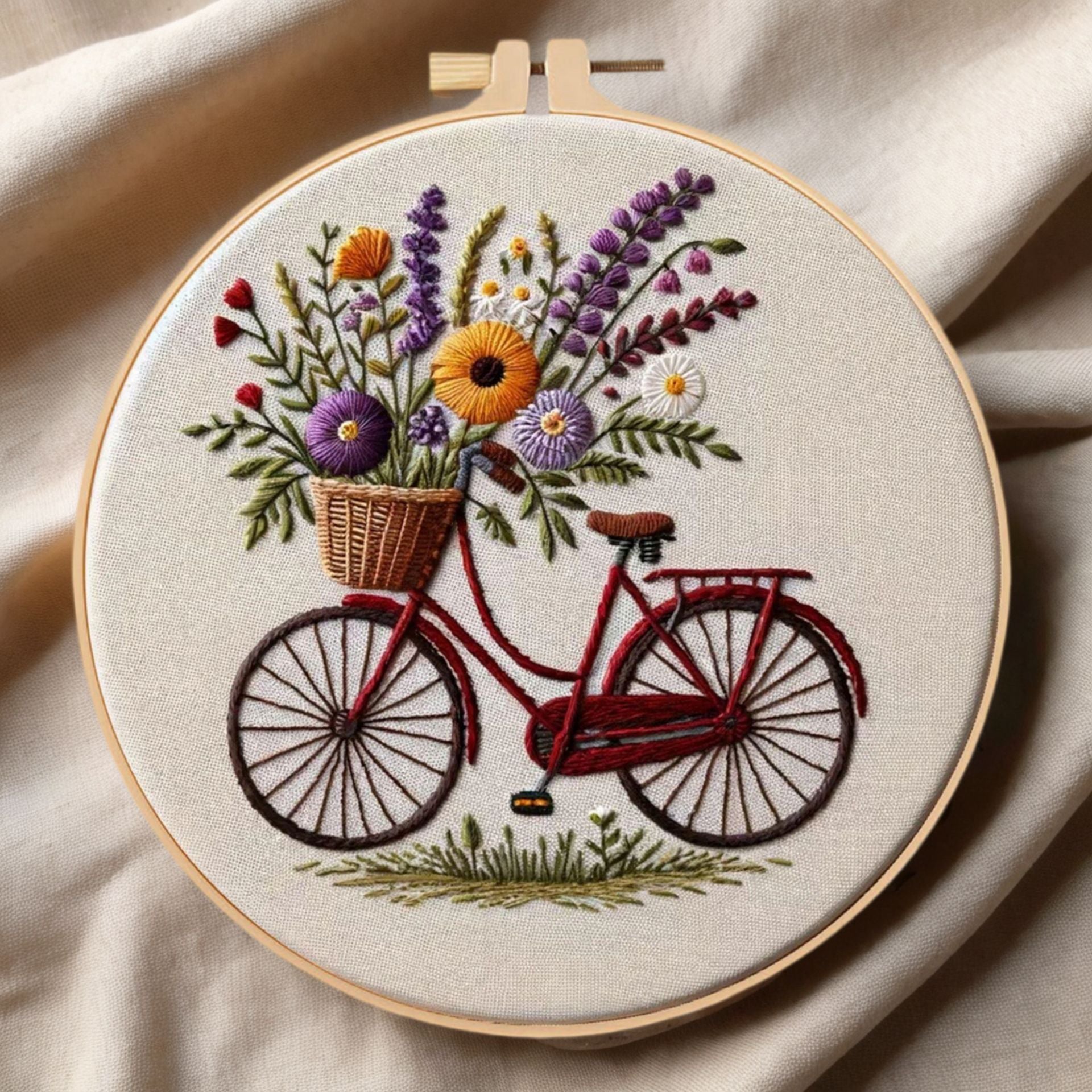Flower Bicycle Embroidery Kit