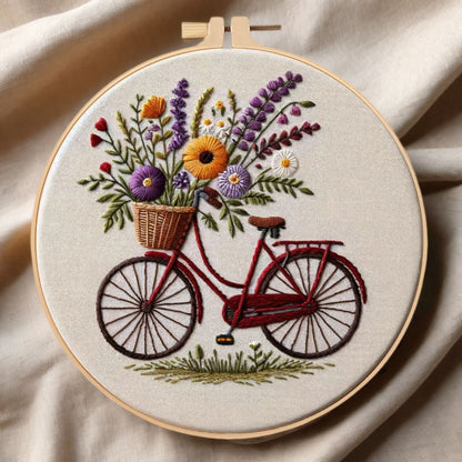 Flower Bicycle Embroidery Kit