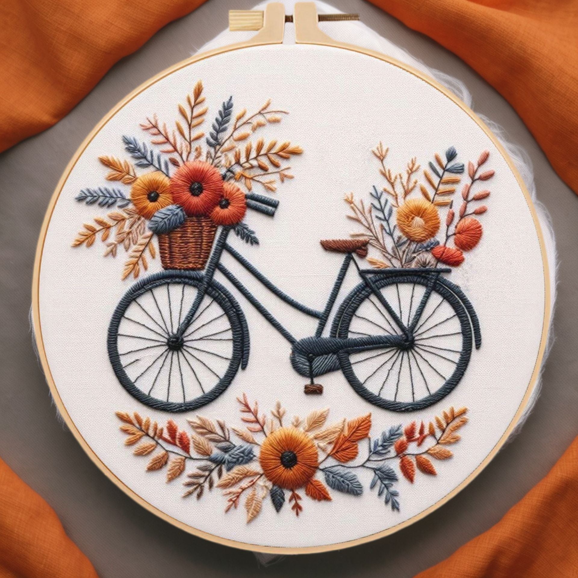 Flower Bicycle Embroidery Kit