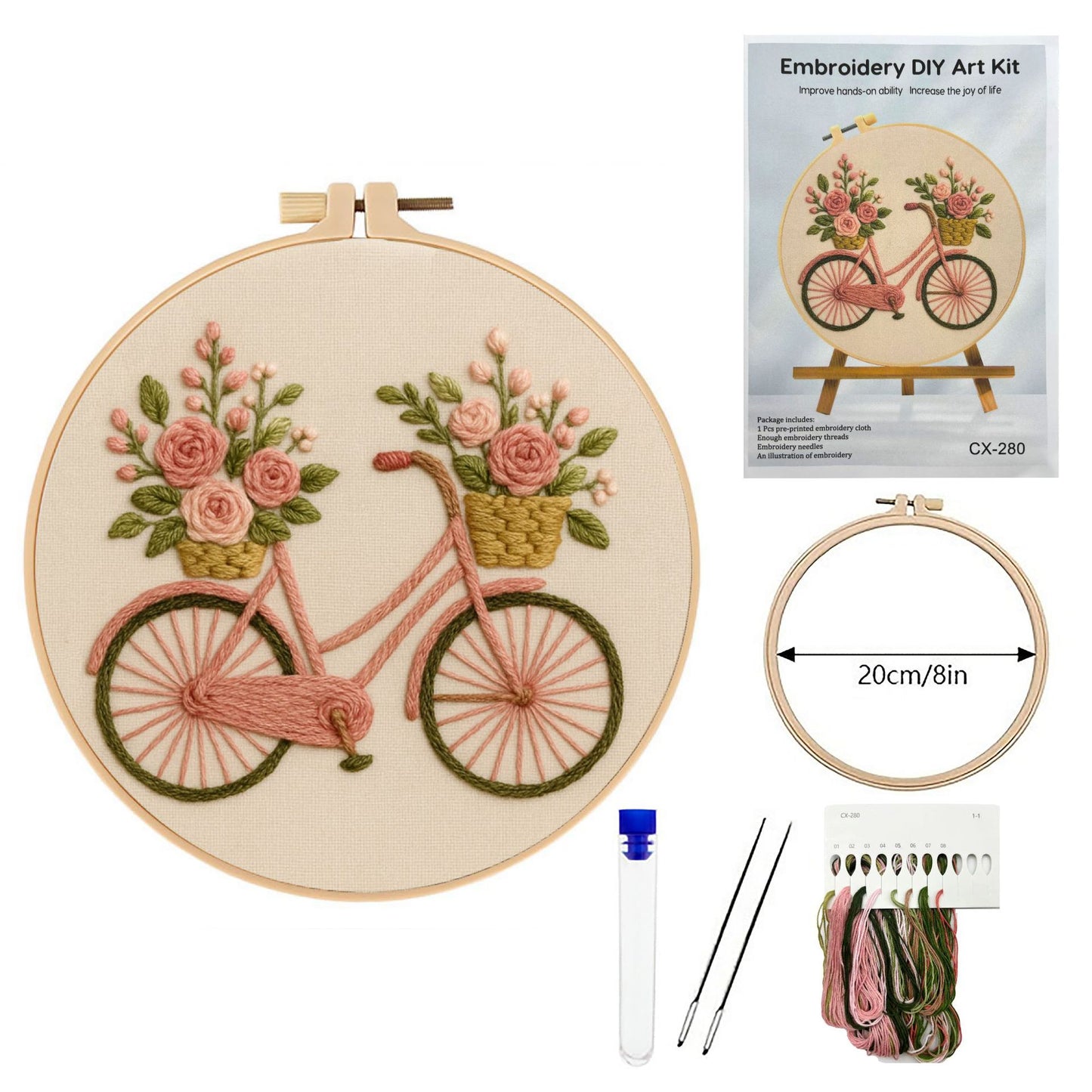Flower Bicycle Embroidery Kit