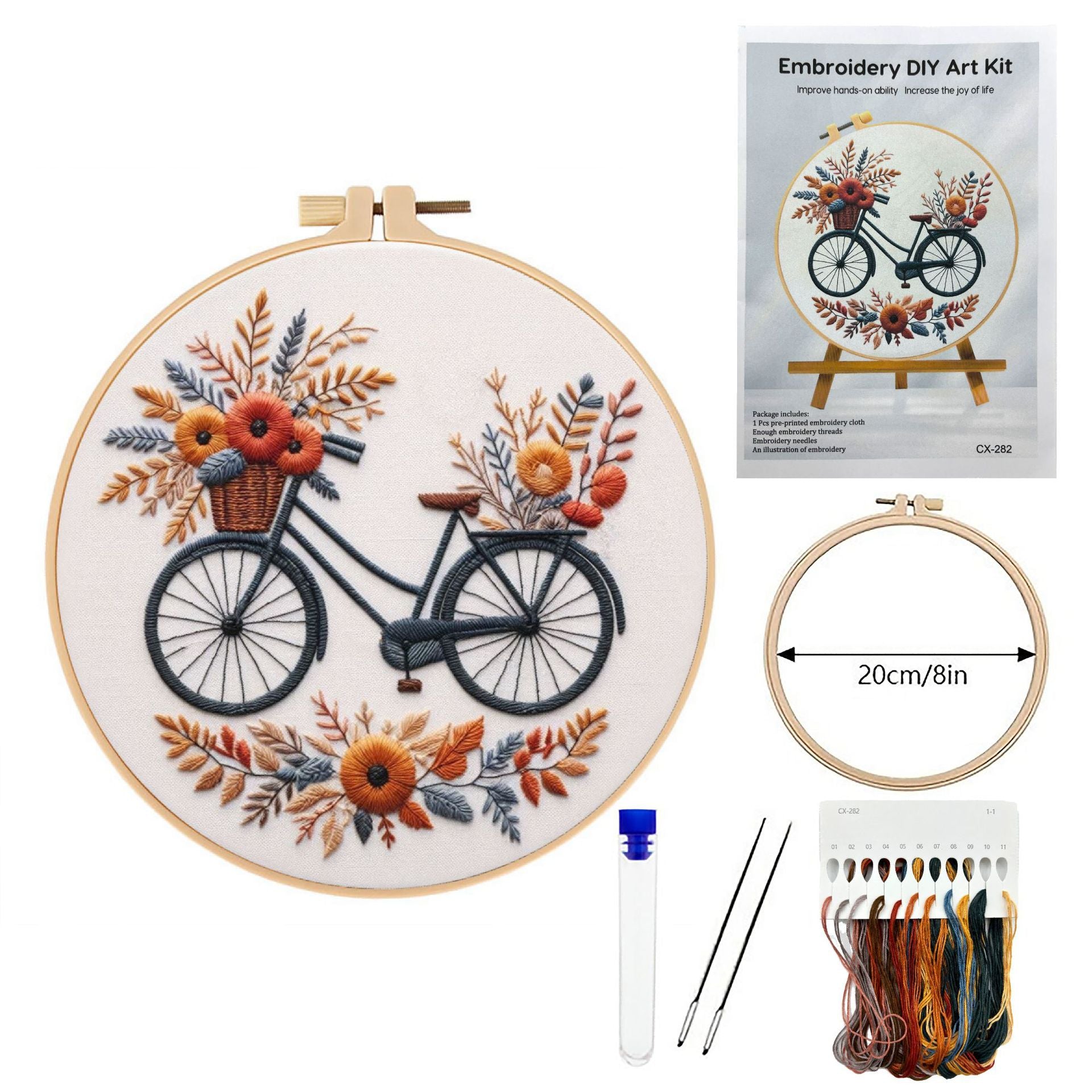 Flower Bicycle Embroidery Kit