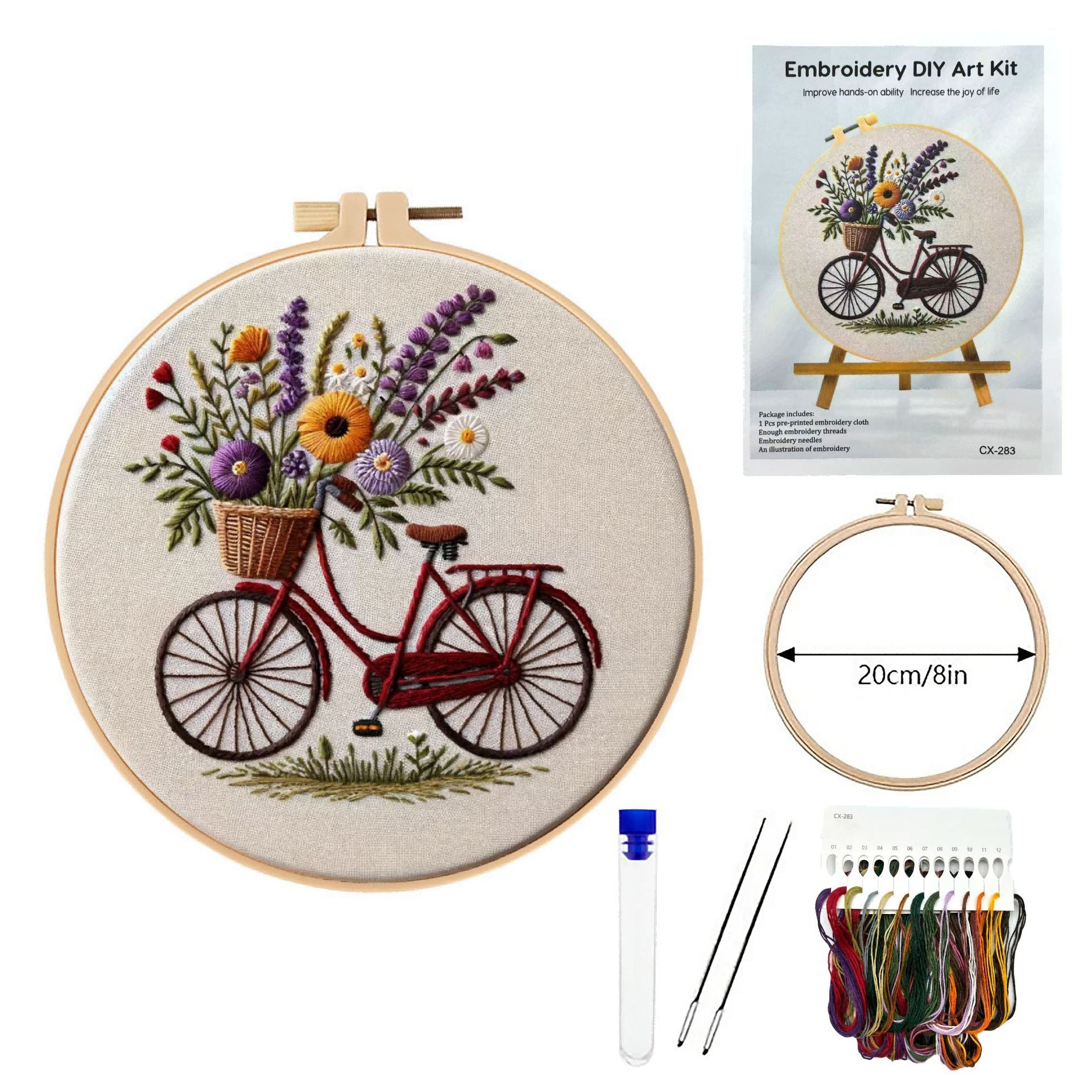 Flower Bicycle Embroidery Kit