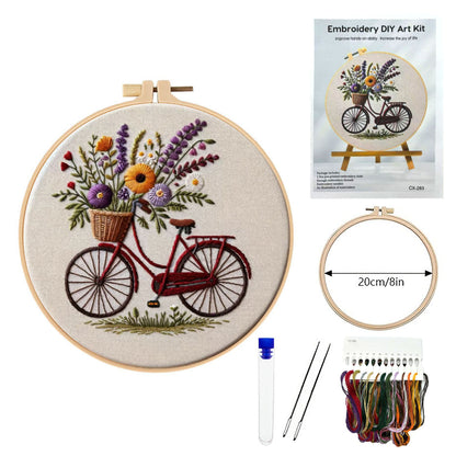 Flower Bicycle Embroidery Kit