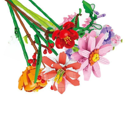 Flower bouquet building block set