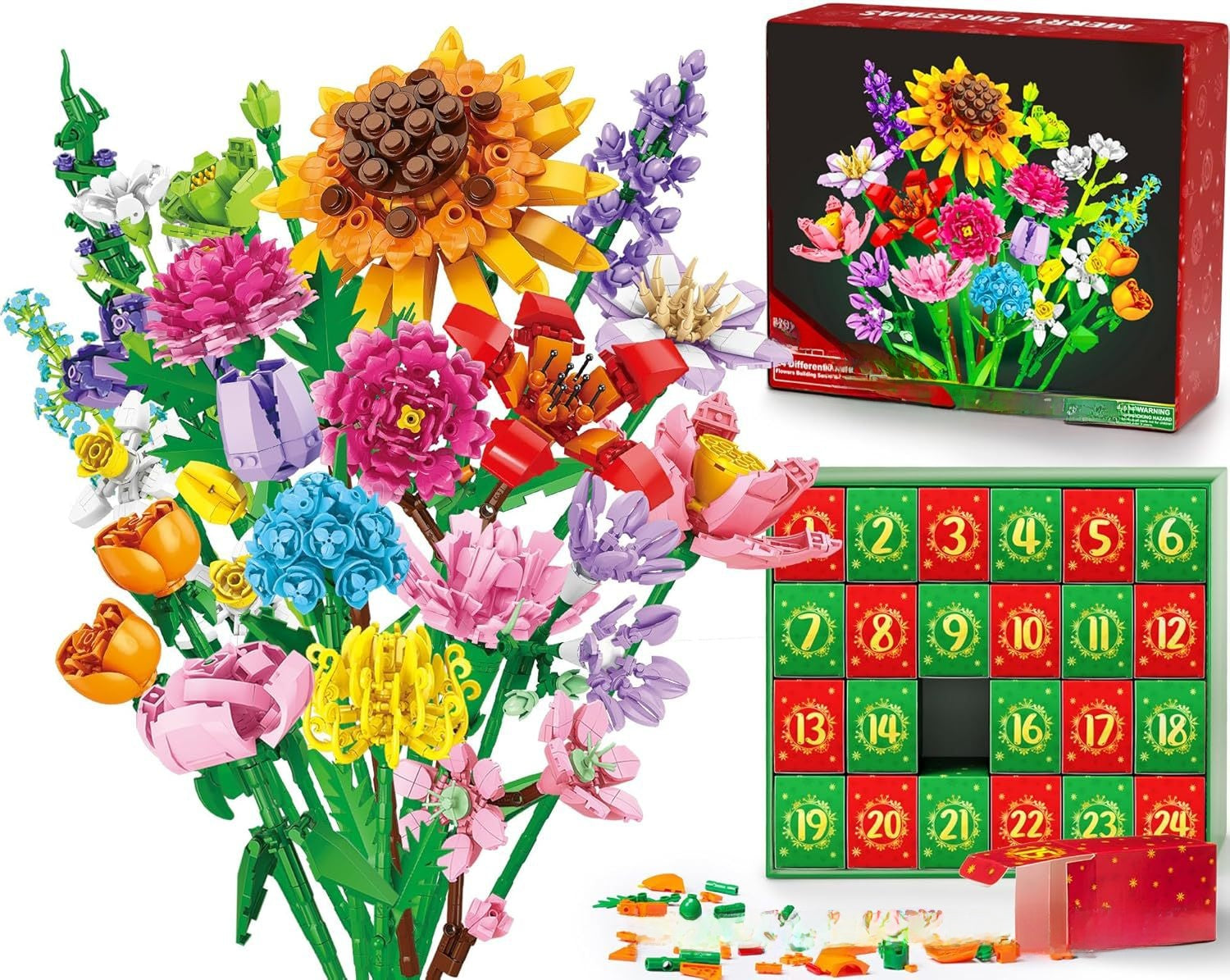 Flower bouquet building block set