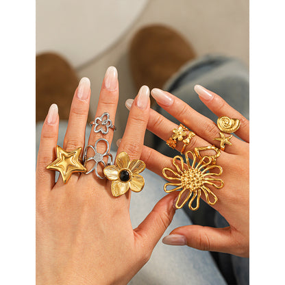 Flowers Stainless Steel Ring