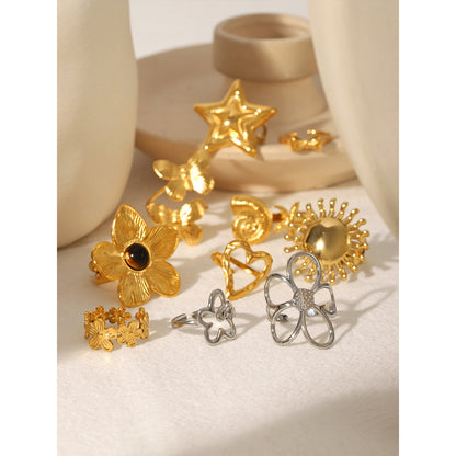 Flowers Stainless Steel Ring