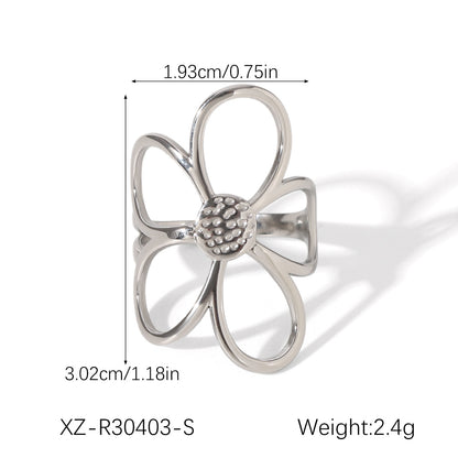 Flowers Stainless Steel Ring