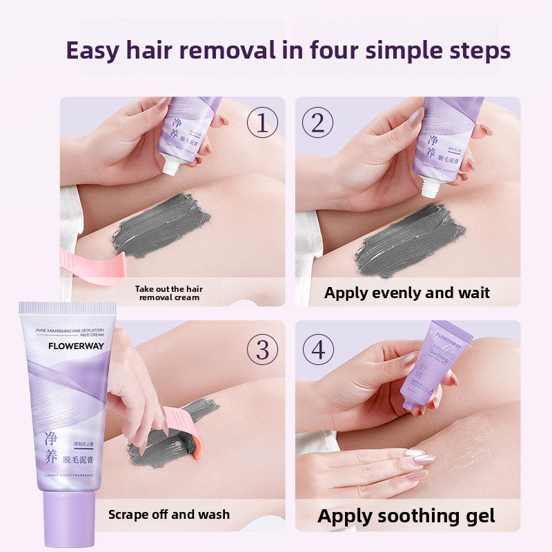 Flowerway Purifying Hair Removal Mud Cream with Soothing Gel