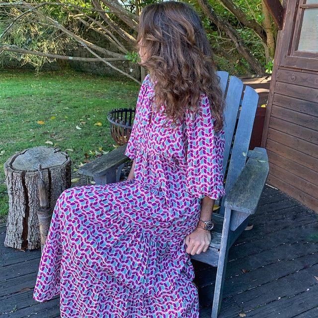 Flowy Long Sleeve Maxi Dress with Print