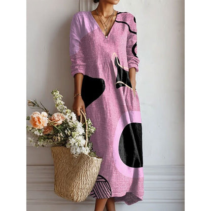 Flowy V-Neck Printed Dress