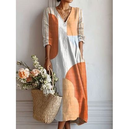 Flowy V-Neck Printed Dress