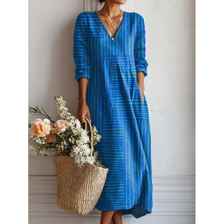 Flowy V-Neck Printed Dress