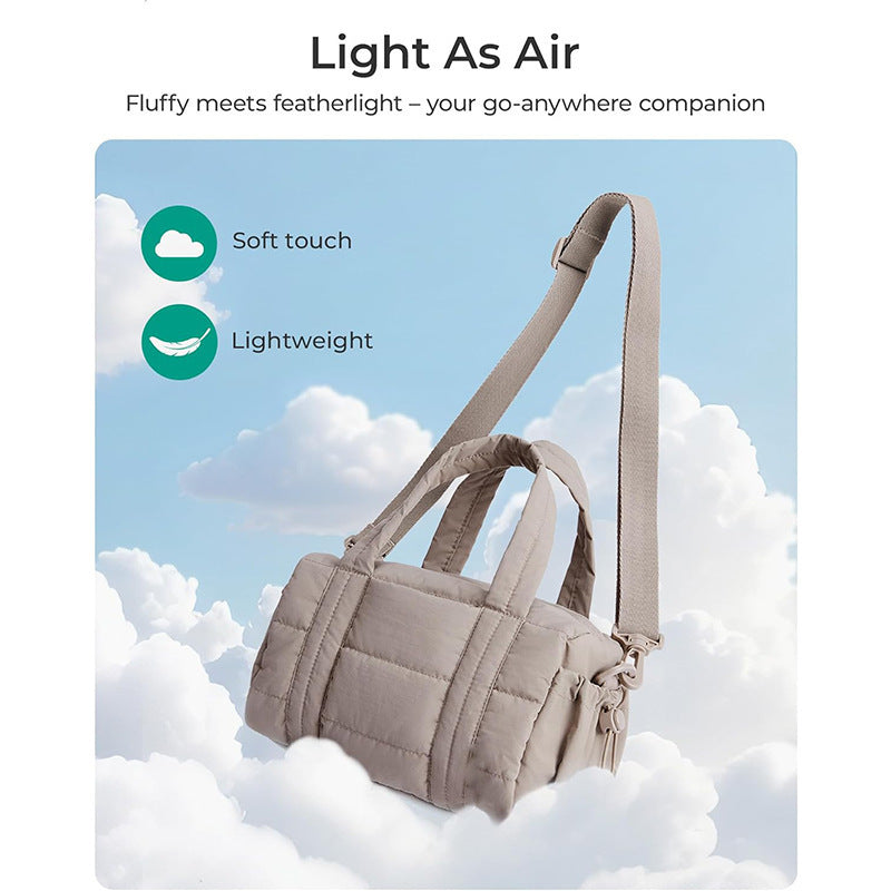 Fluffy Quilted Mini Duffel Bag with Removable Strap