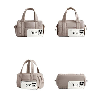 Fluffy Quilted Mini Duffel Bag with Removable Strap