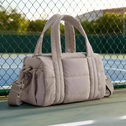Fluffy Quilted Mini Duffel Bag with Removable Strap