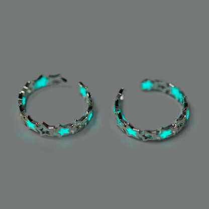 Fluorescent Hollow Star Adjustable Ring