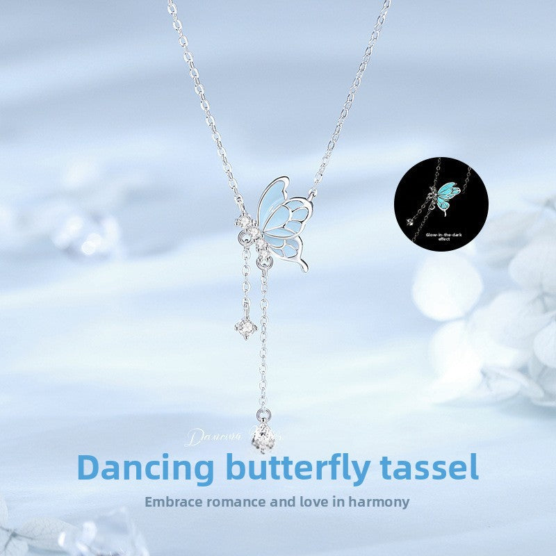 Fluorescent Starburst Four-Leaf Clover Necklace