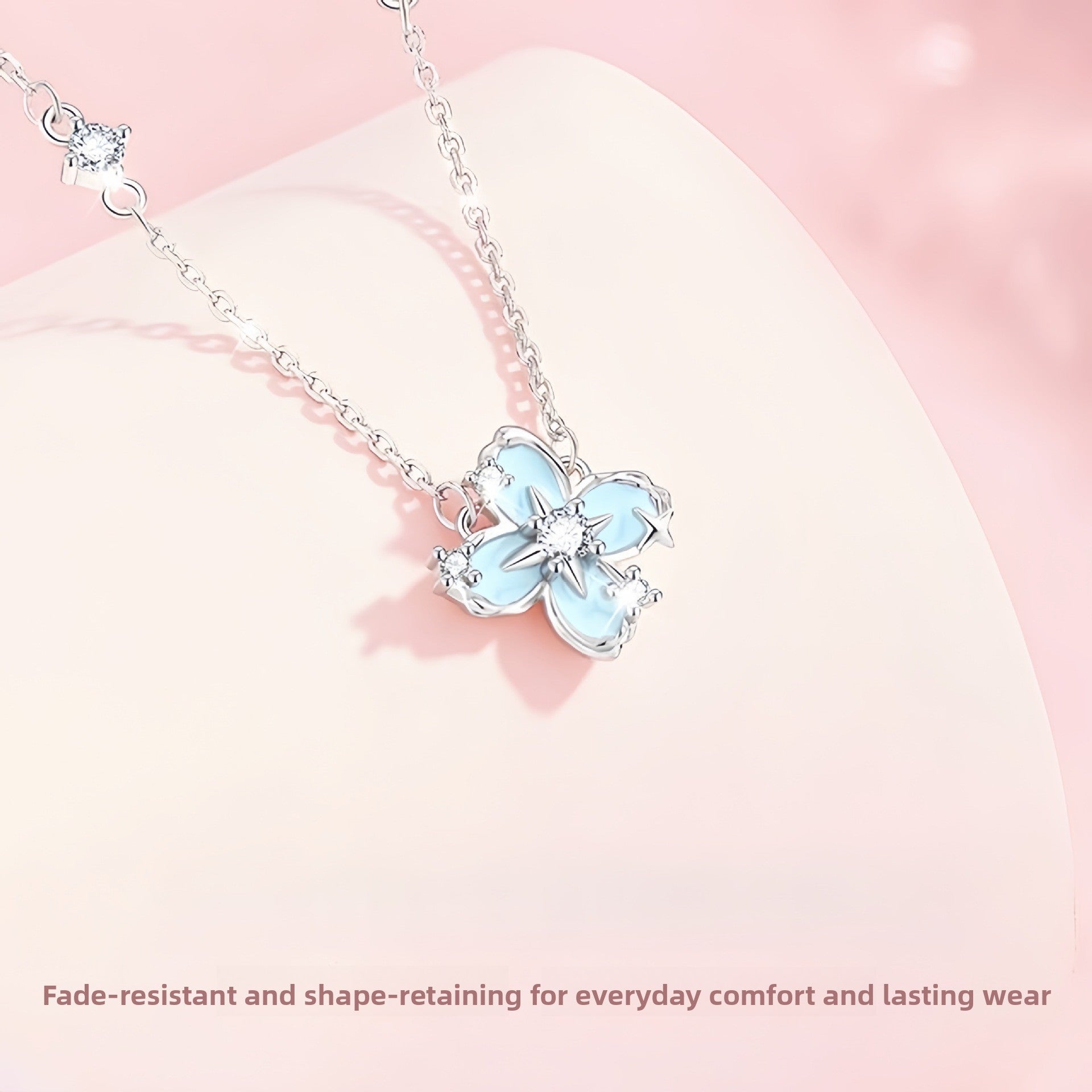 Fluorescent Starburst Four-Leaf Clover Necklace