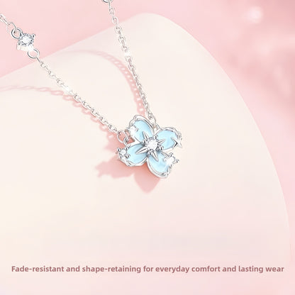Fluorescent Starburst Four-Leaf Clover Necklace