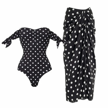 Flutter Sleeve Polka Dot One Piece Swimsuit