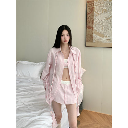Flutter Sleeve Woven Rope Shirt