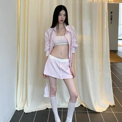 Flutter Sleeve Woven Rope Shirt