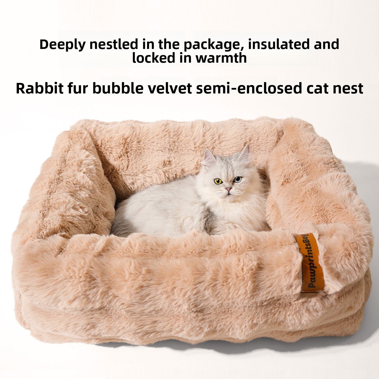 Foam plush cat bed
