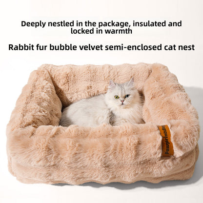 Foam plush cat bed