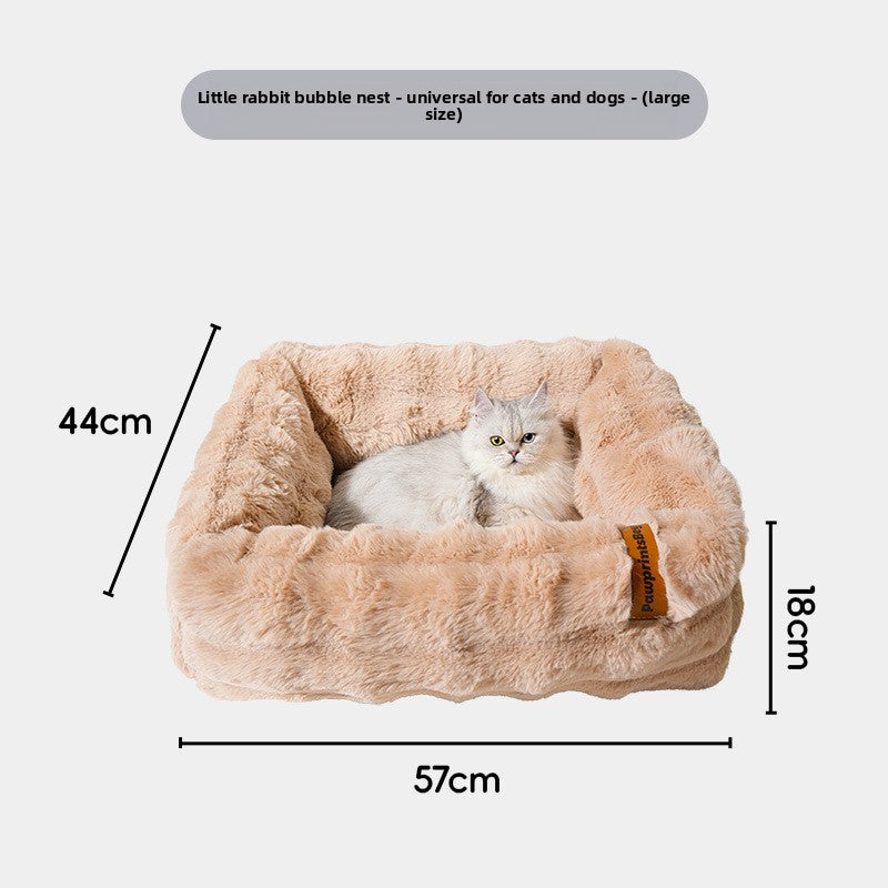 Foam plush cat bed