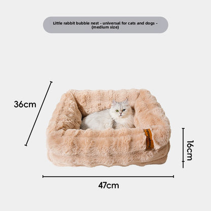 Foam plush cat bed