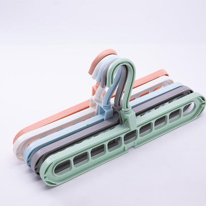 Foldable 9-Hole Plastic Clothing Hanger
