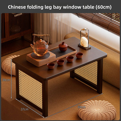 Foldable Bamboo Small Table for Windowsill Bed Study Coffee Table