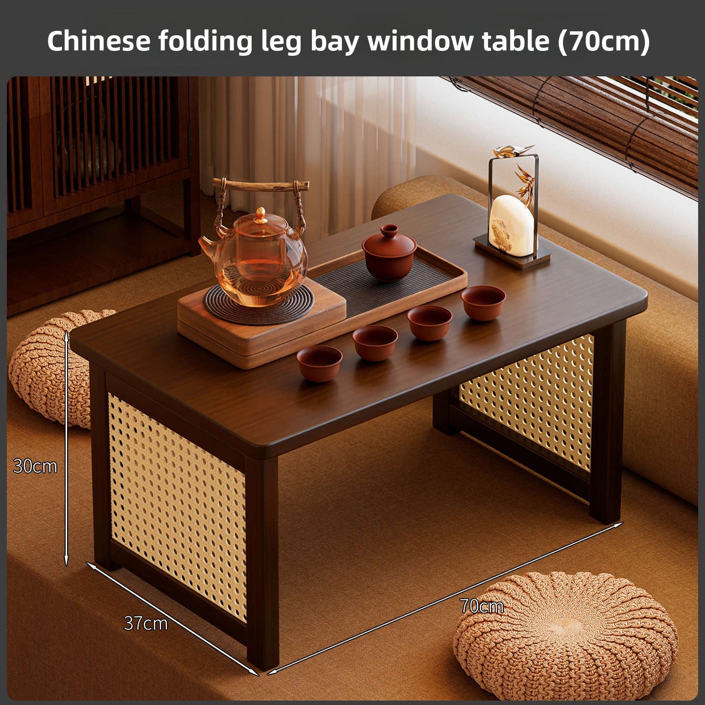 Foldable Bamboo Small Table for Windowsill Bed Study Coffee Table