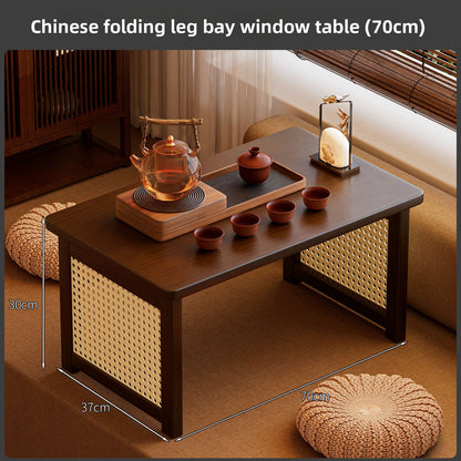 Foldable Bamboo Small Table for Windowsill Bed Study Coffee Table